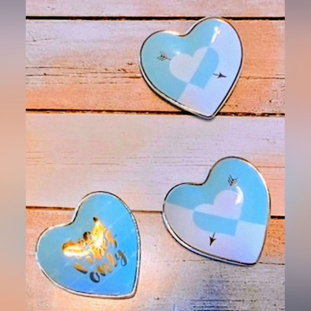 Heart-Shaped Blue and White Trinket Dishes ( Bundle 3 For 15)